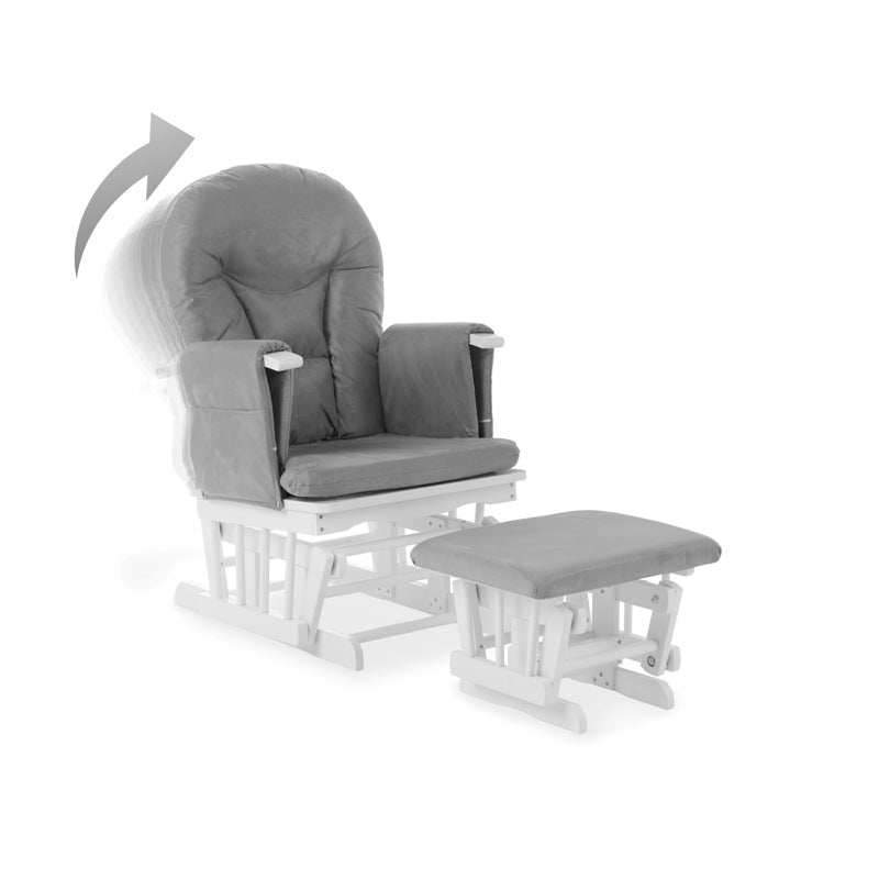 Reclining Glider Chair & Stool - Grey