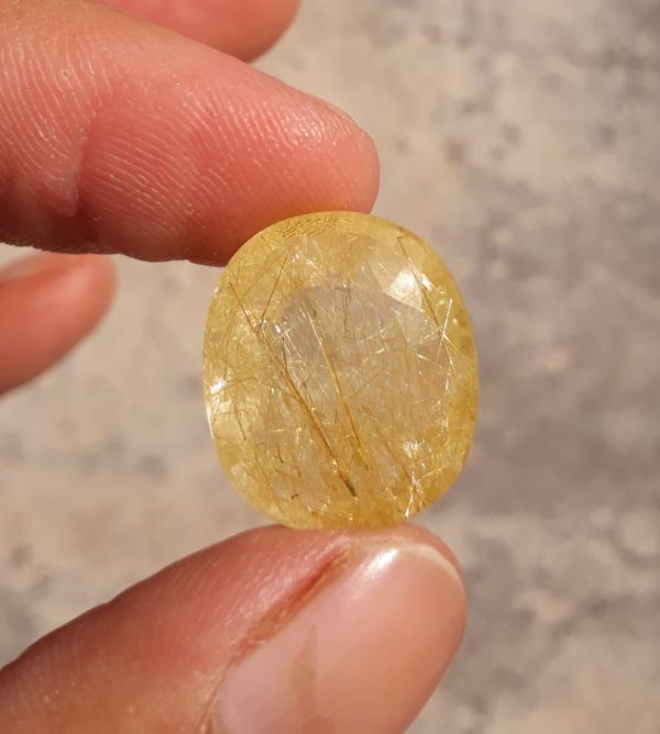 15.75ct Golden Rutile Quartz - Rutilated Quartz faceted