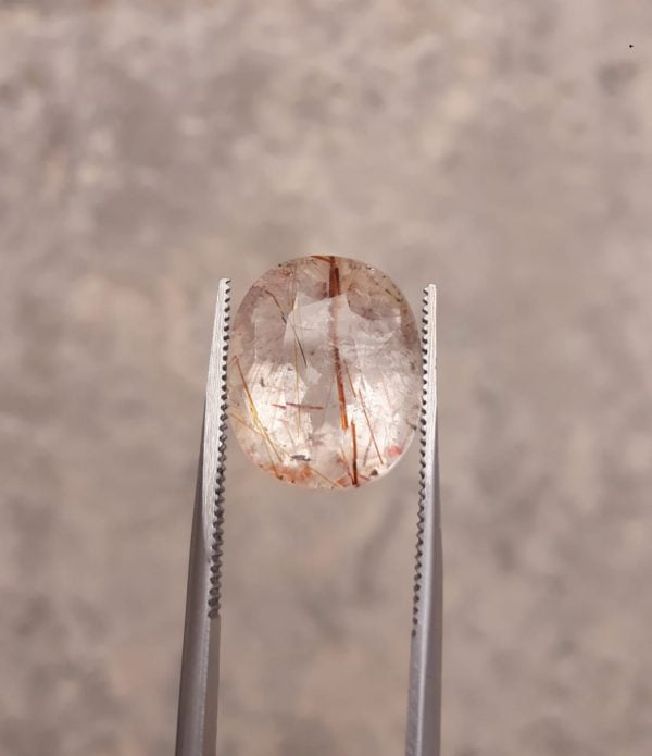 10.70ct Red Tourmalated Quartz - Red Rutile Quartz - Rutilated Quartz