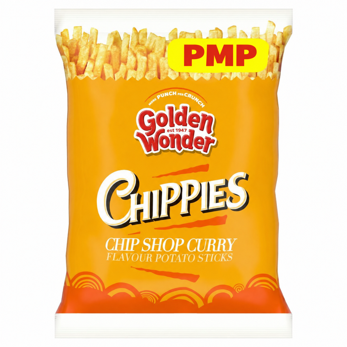 Golden Wonder Chippies Chip Shop Curry Flavour Potato Sticks 70g (Box of 18)
