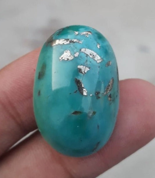 38.1ct Morenci Turquoise - Natural Green Matrix Turquoise, Shajri Feroza, Oval Shape, Dimensions - 30x20mm
