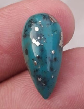 7.3ct Morenci Turquoise - Natural Green Matrix Turquoise, Shajri Feroza, Dimensions - 19x9mm