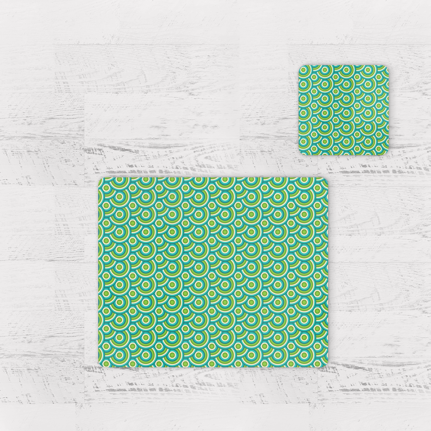 Green Retro 1970s Geometric Placemats, Set of 4 or Set of 6
