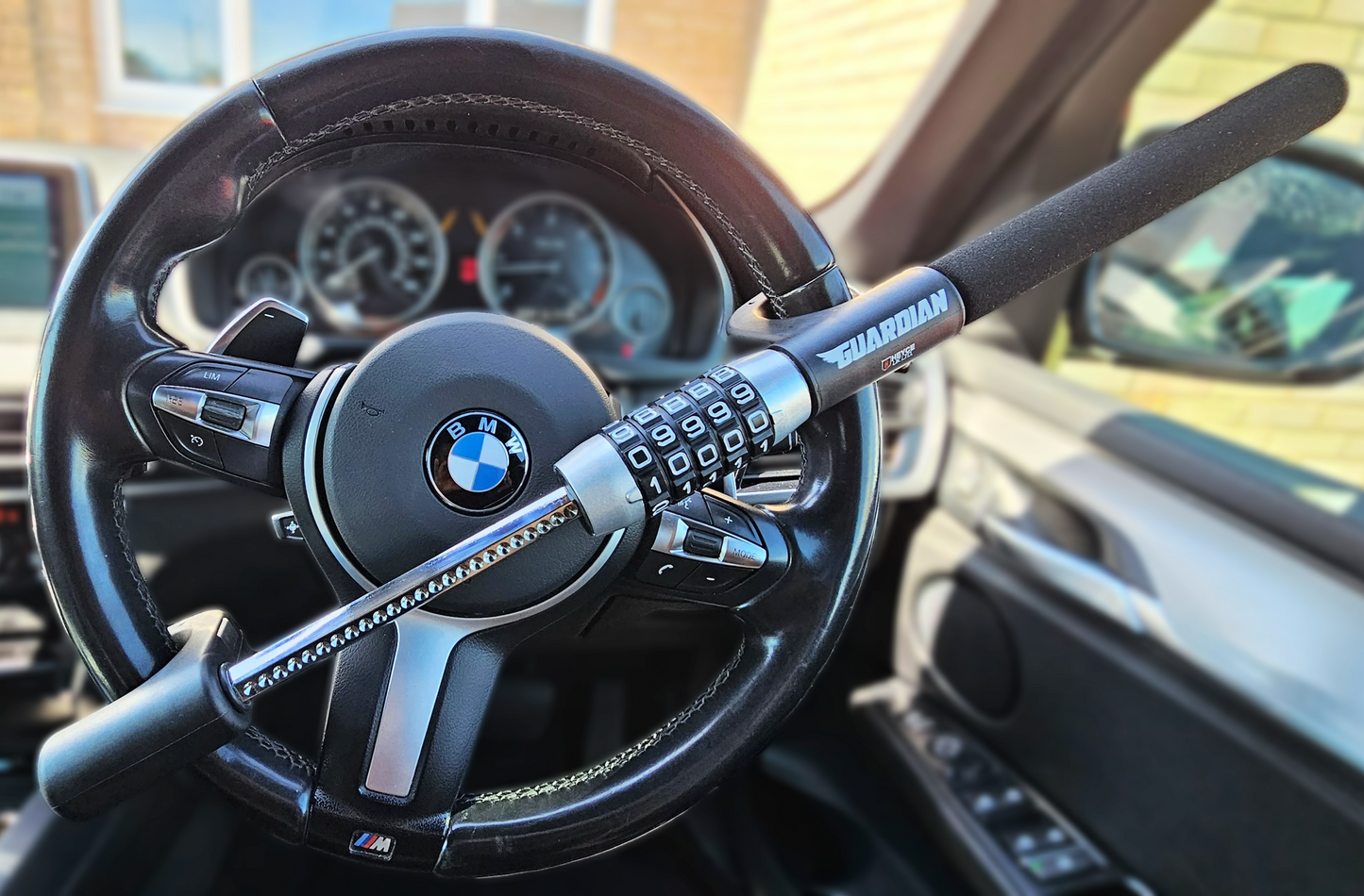 Guardian 5-Digit Combination Steering Wheel Lock, Heavy Duty Keyless Anti-Theft Steering Wheel Lock