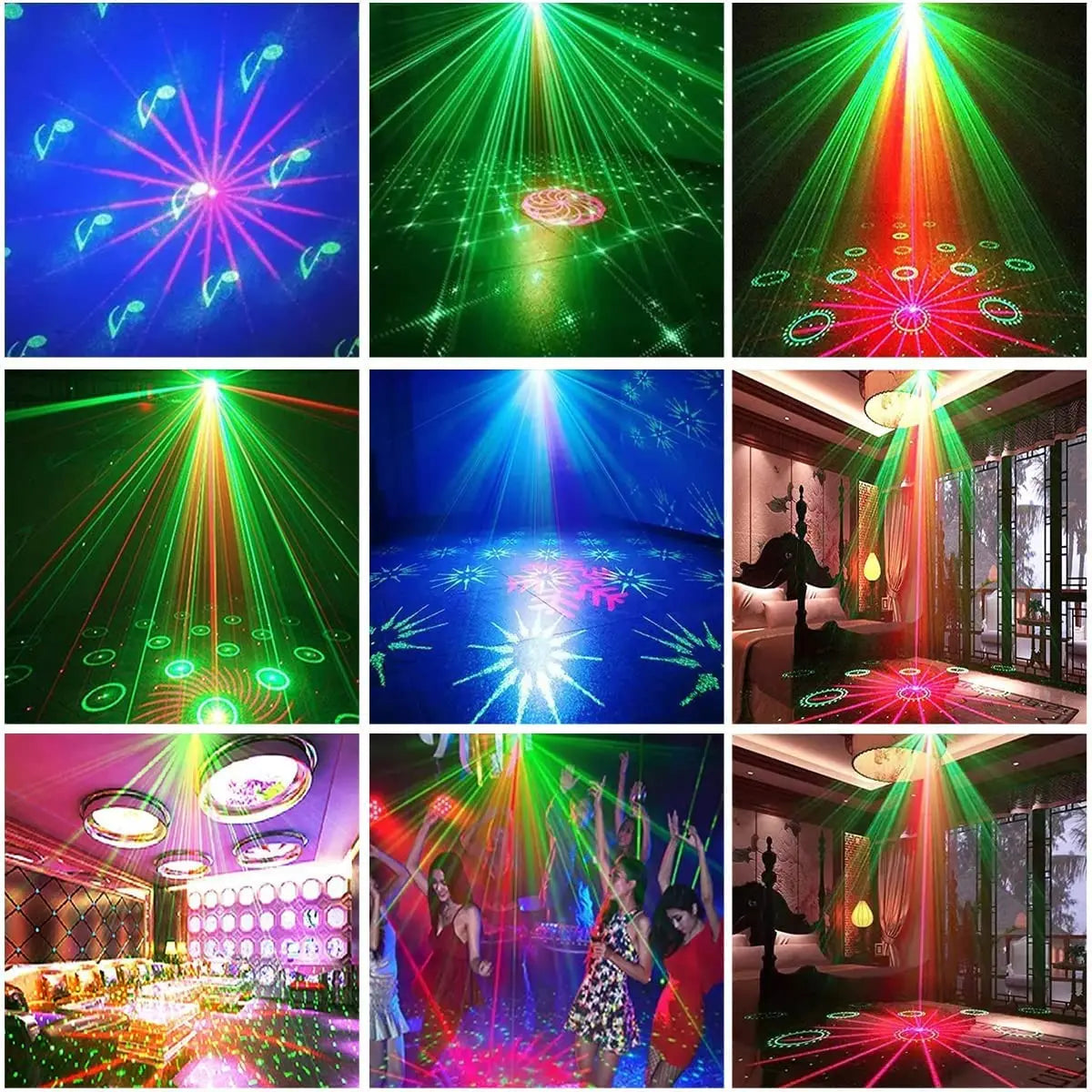 Stage DJ Party Laser Projector Disco Voice Controlled Strobe Lights