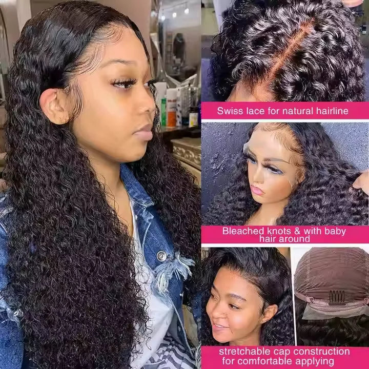 Wholesale Kinky Curly HD Lace Front Human Hair Wig Natural Long Raw Brazilian Hair Transparent Front Lace Wig for Women