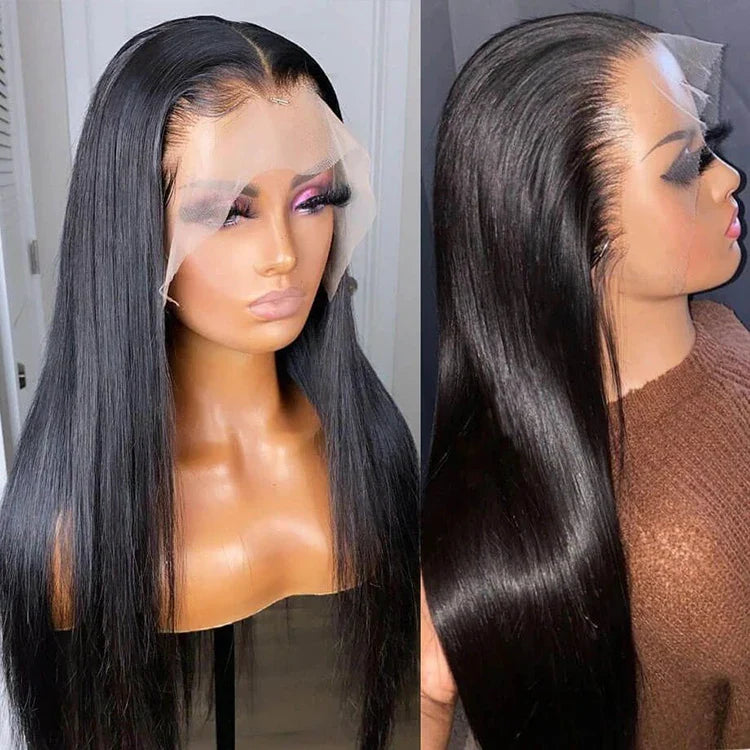 Ready to Ship Cheap 10A Silk Straight 13x6 HD Transparent Lace Front Lace 100% Nature Indian Hair Remy Human Hair Wigs for Women