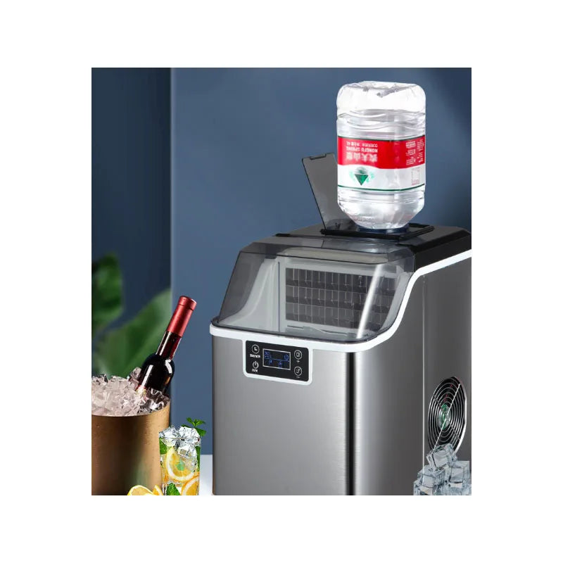 Hicon Countertop Ice Maker Machine 1 Gallon Auto Self-Cleaning Square Ice 44Lbs/24H 24 Pcs Ice Cubes in 15 Mins with Ice Scoop