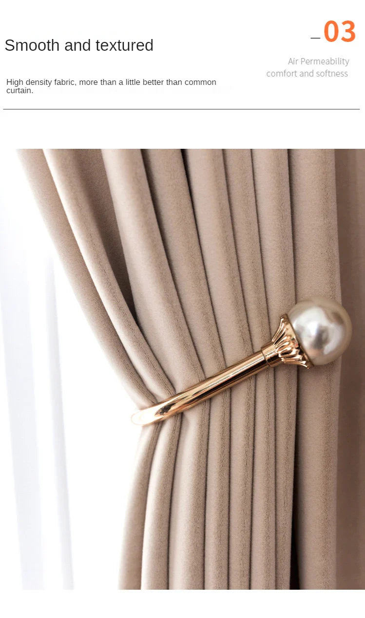 Modern Beige Velvet Curtains for Living Dining Room Bedroom Australian Cashmere Blackout Custom Door Window Drape Room Decor