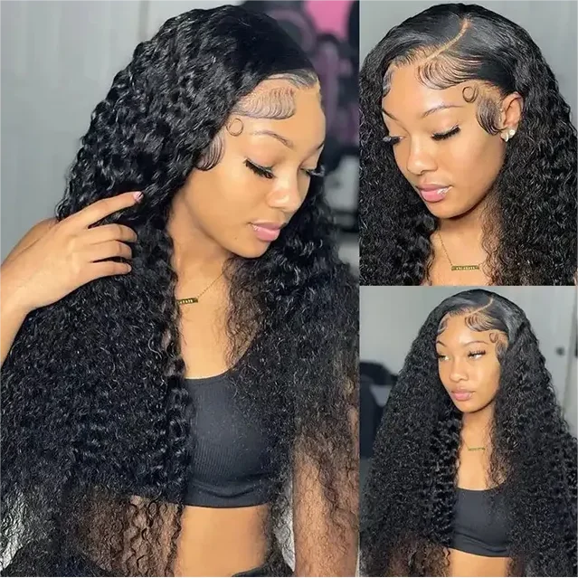Wholesale Kinky Curly HD Lace Front Human Hair Wig Natural Long Raw Brazilian Hair Transparent Front Lace Wig for Women