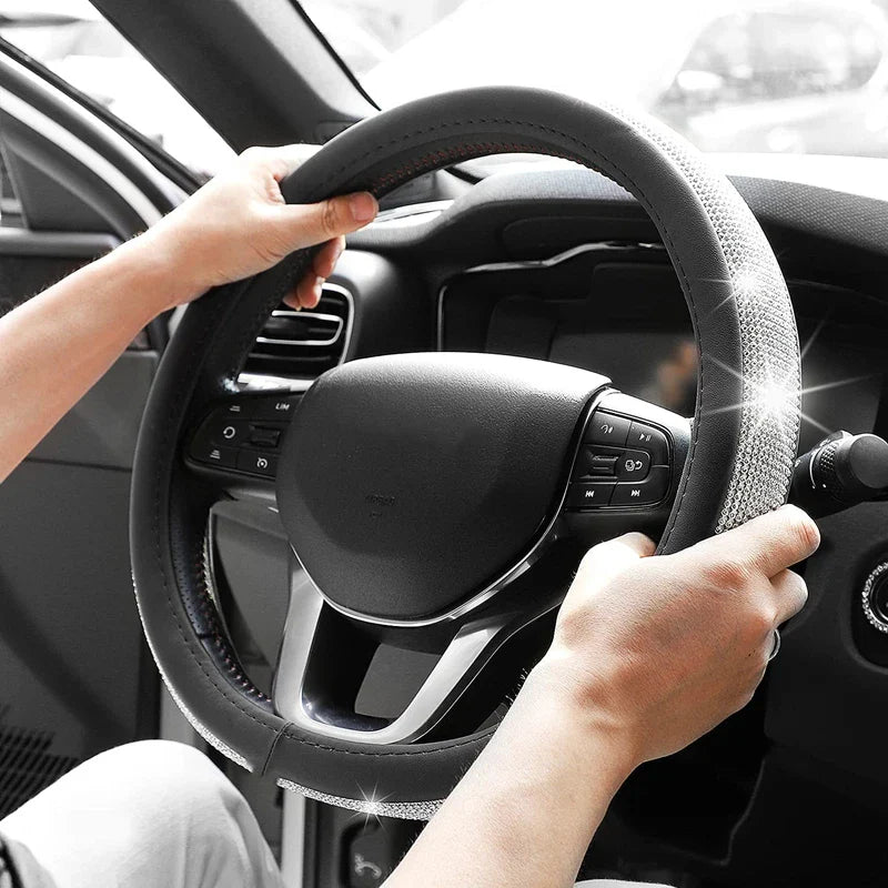 Crystal Car Steering Wheel Cover PU Leather Auto Accessories Case Car Stylin