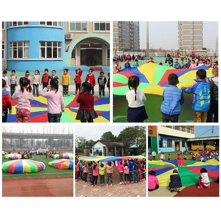 5m Children Outdoor Game Exercise Sport Toys Rainbow Umbrella Parachute Play Fun Toy with 12 Handle Straps for Families / Kindergartens / Amusement Parks, 5m 12 Handle Straps