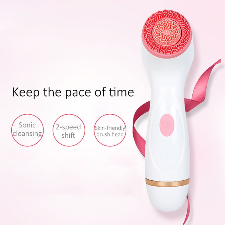 CNaier AE-868 Battery-powered Silicone Ultrasonic Vibration Face Skin Care Electric Facial Cleanser (Pink)