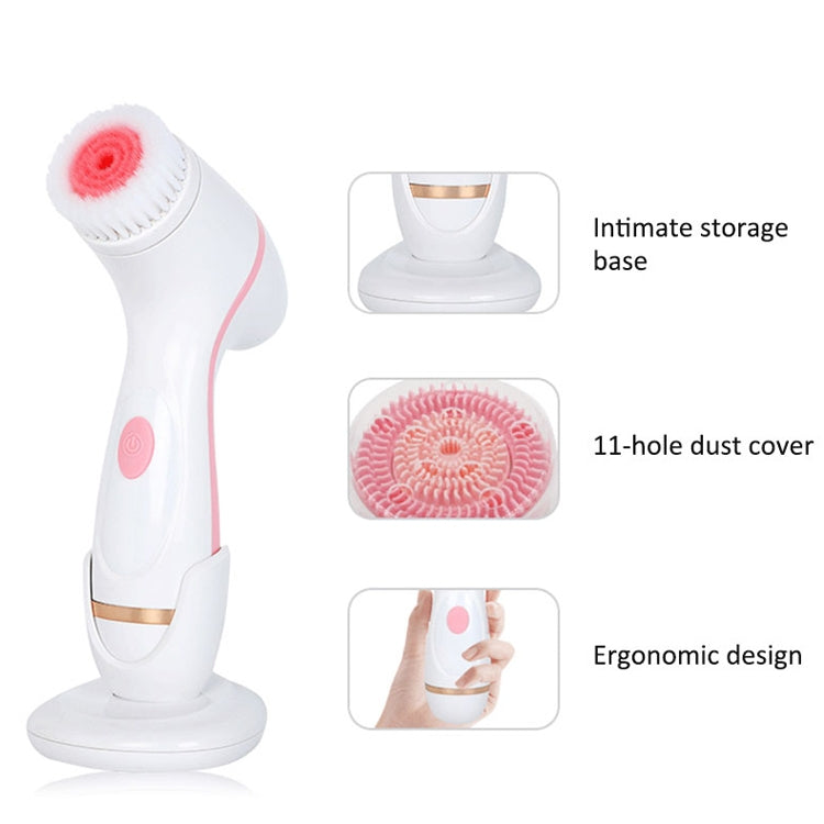 CNaier AE-868 Battery-powered Silicone Ultrasonic Vibration Face Skin Care Electric Facial Cleanser (Pink)