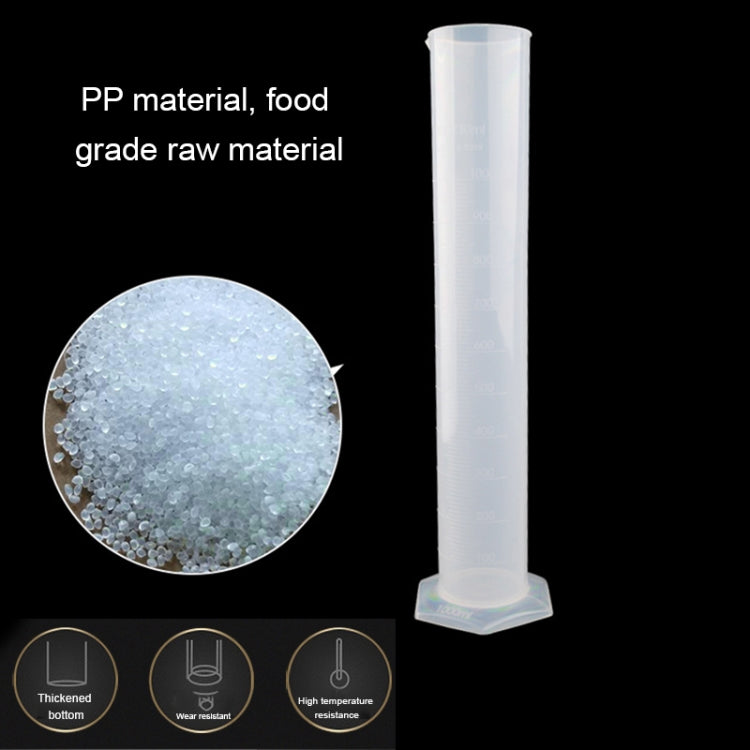 1000mL PP Plastic Spout Graduation Measuring Cylinder with Hexagonal Base, 1000ml
