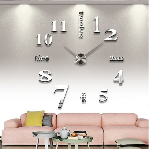 Creative 3D Mirror DIY Wall Sticker Clock, Size: 120*120cm, Size: 120*120cm(Yellow), Size: 120*120cm(Black), Size: 120*120cm(White)
