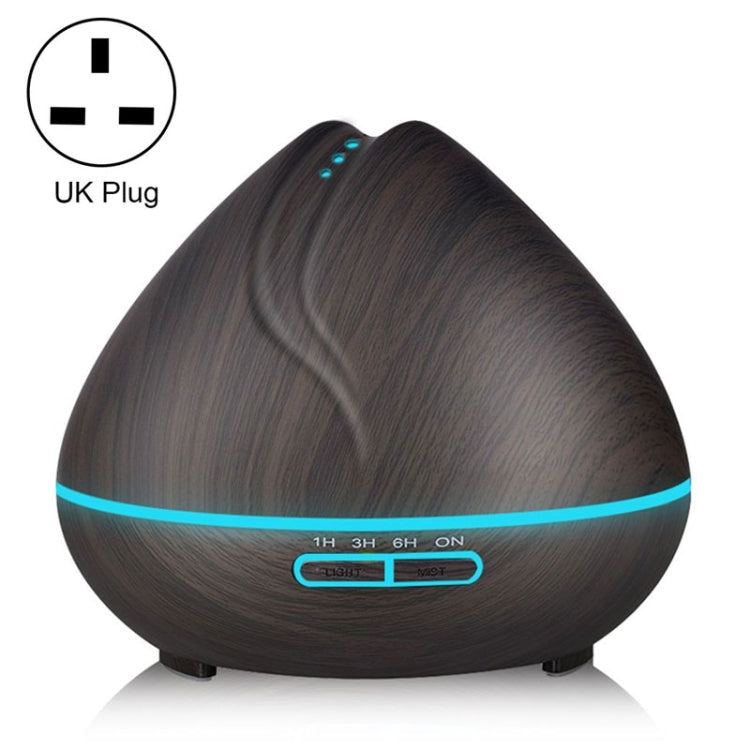 Peach Shape Wood Grain Remote Control Ultrasonic Humidifier Aromatherapy Machine Automatic Alcohol Sprayer with LED Lights, Capacity: 400mL, UK Plug (Dark Wood Color), Peach Shape Dark Wood Color, Peach Shape Light Wood Color, Diamond Dark Wood Color