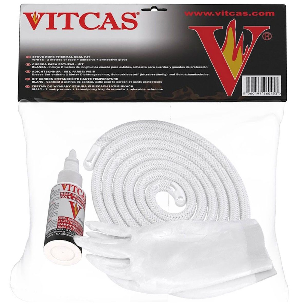 Vitcas Stove Rope Seal Kit 10mm White HS-820
