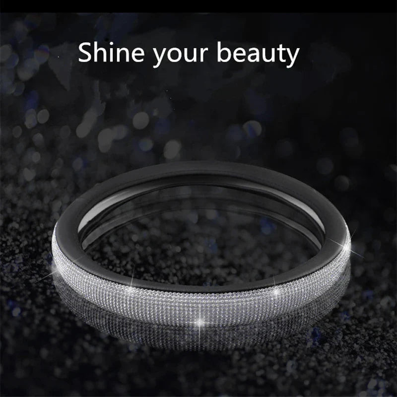 Crystal Car Steering Wheel Cover PU Leather Auto Accessories Case Car Stylin