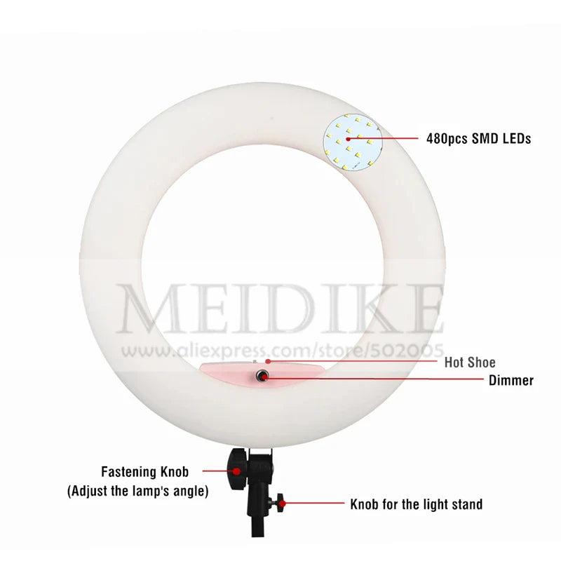 LED Ring lamp FD-480II Beauty Studio LED Ring Light LED lamp Bio-color Video Makeup Lighting + stand (2M)+ bag Photography light