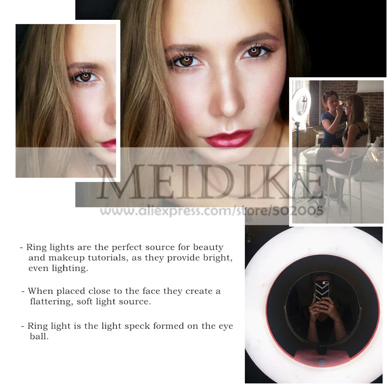 LED Ring lamp FD-480II Beauty Studio LED Ring Light LED lamp Bio-color Video Makeup Lighting + stand (2M)+ bag Photography light