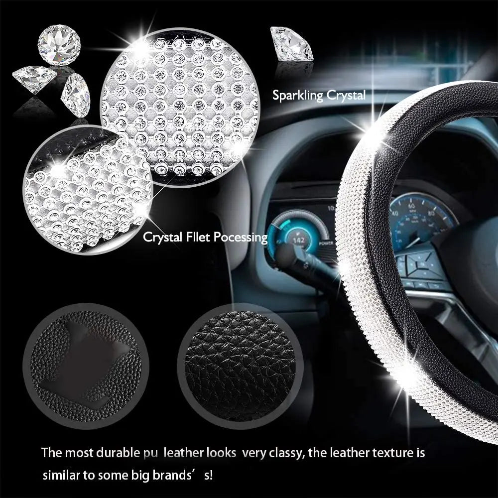 Crystal Car Steering Wheel Cover PU Leather Auto Accessories Case Car Stylin