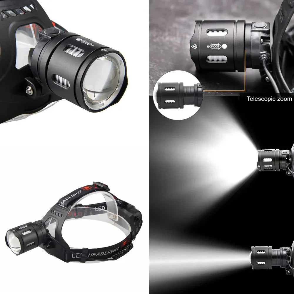 Led Headlamp Headlight Zoom Head Lamp Flashlight Torch