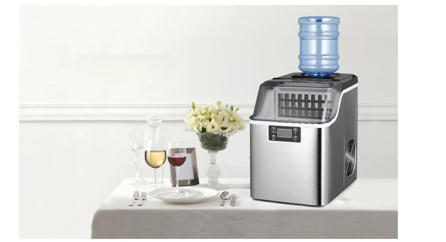 Hicon Countertop Ice Maker Machine 1 Gallon Auto Self-Cleaning Square Ice 44Lbs/24H 24 Pcs Ice Cubes in 15 Mins with Ice Scoop