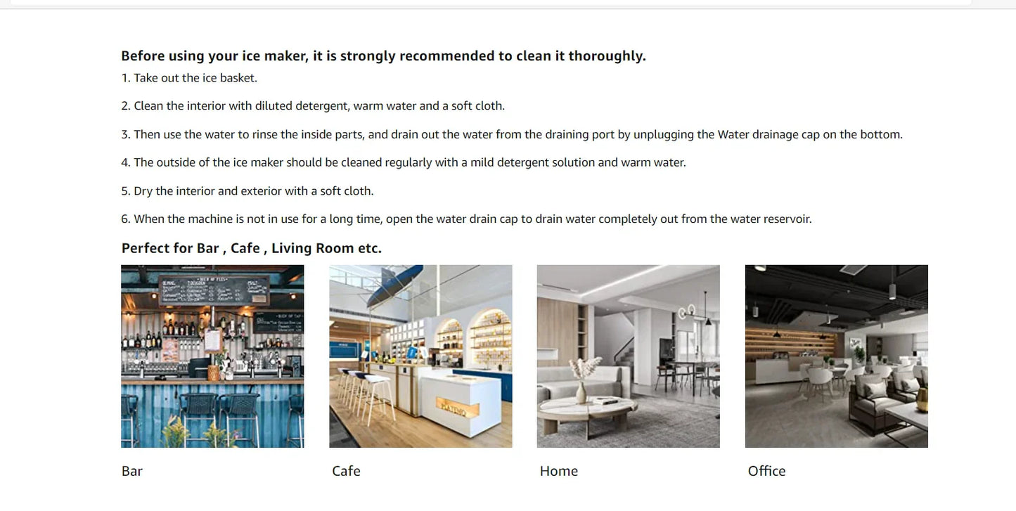 Hicon Countertop Ice Maker Machine 1 Gallon Auto Self-Cleaning Square Ice 44Lbs/24H 24 Pcs Ice Cubes in 15 Mins with Ice Scoop