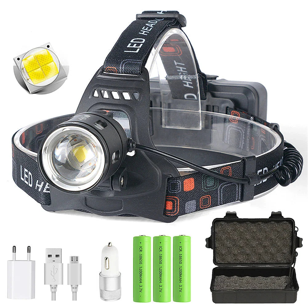 Led Headlamp Headlight Zoom Head Lamp Flashlight Torch