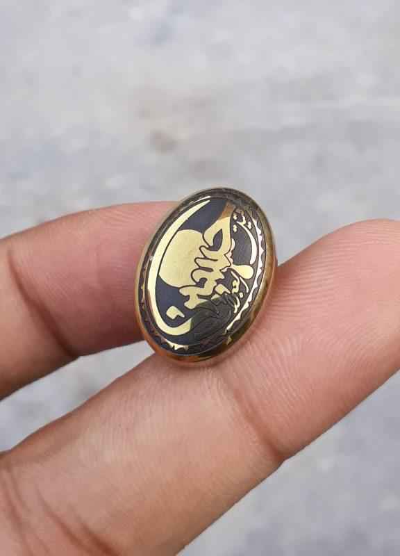 26ct Hematite Cabochon- Hadeed Stone - Engraved Hadeed Cheeni Cabochon - 21x16mm