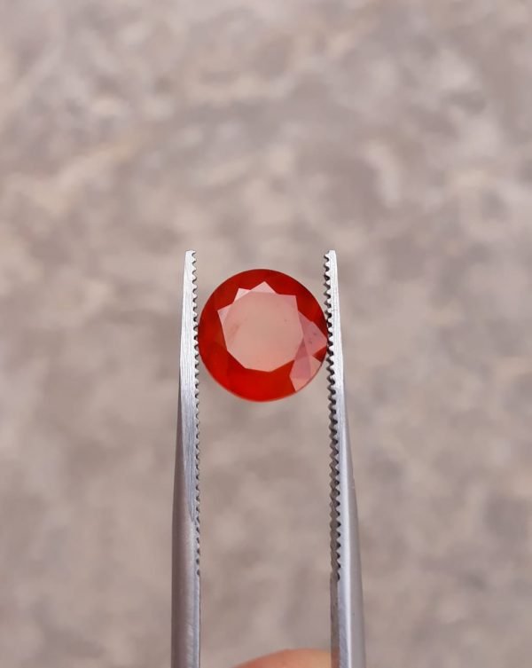 3.8ct Hessonite Garnet - Natural Faceted Hessonite Gem - 9mm