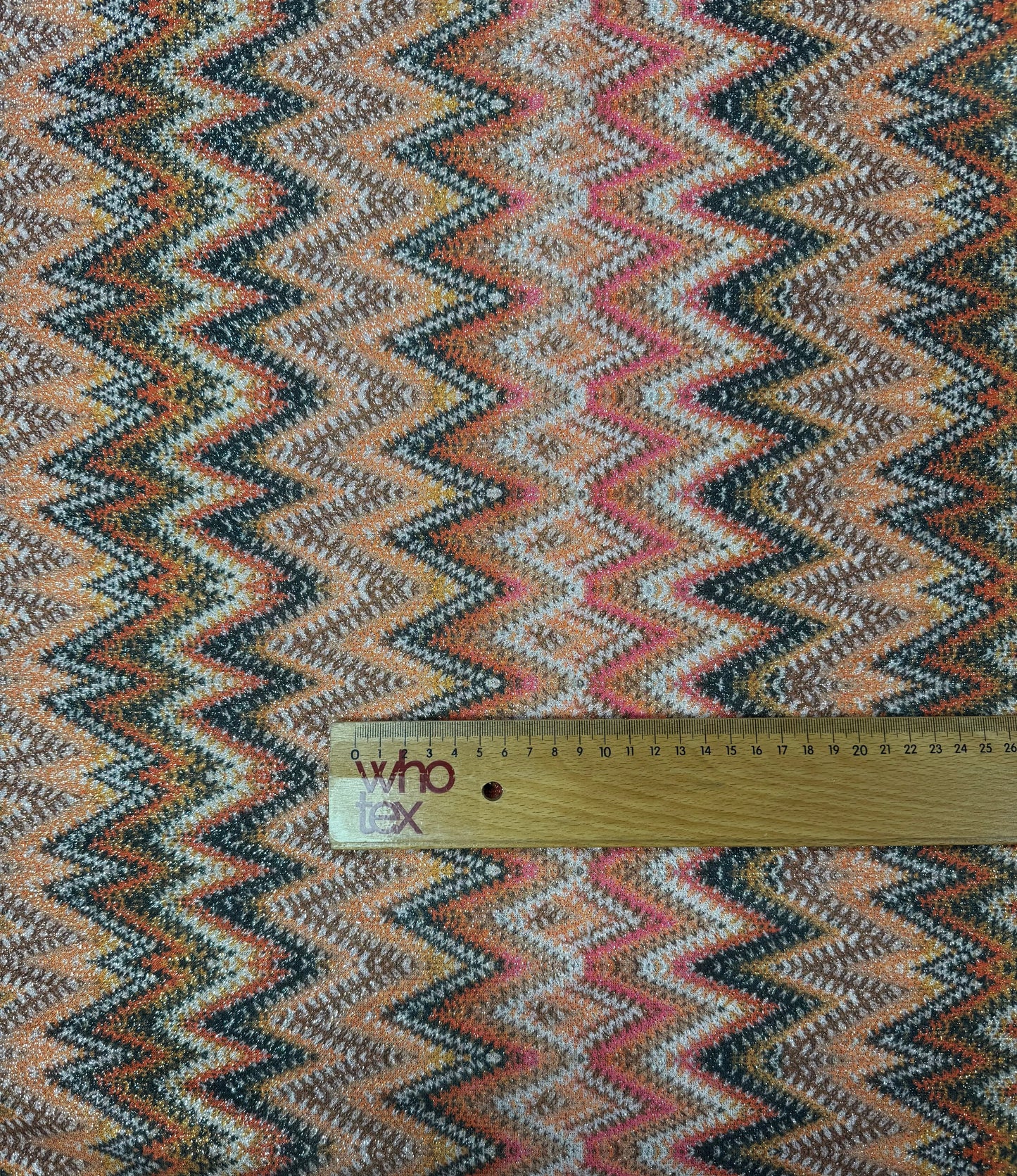 Textured Metallic Lurex Fabric Zigzag Earthy Tones by the Metre