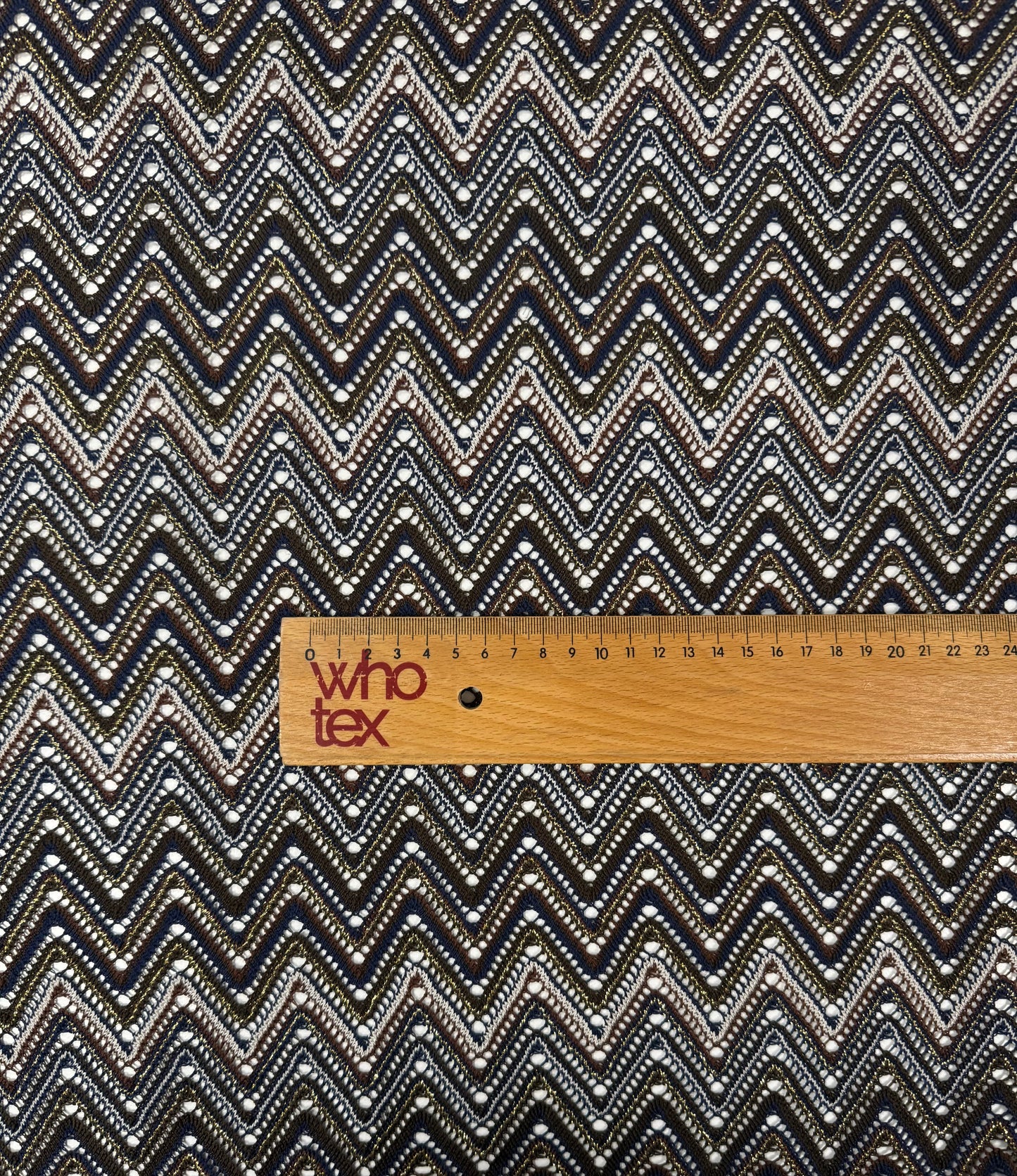 Monochrome Zigzag Mesh Knit Fabric by the Metre