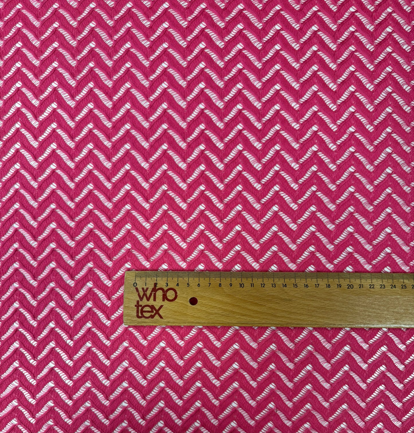Hot Pink Zigzag Mesh Knit Fabric by the Metre