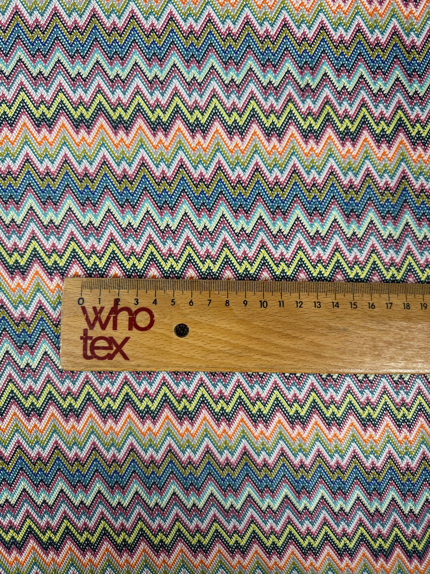 Multicolour Zigzag Mesh Knit Fabric by the Metre