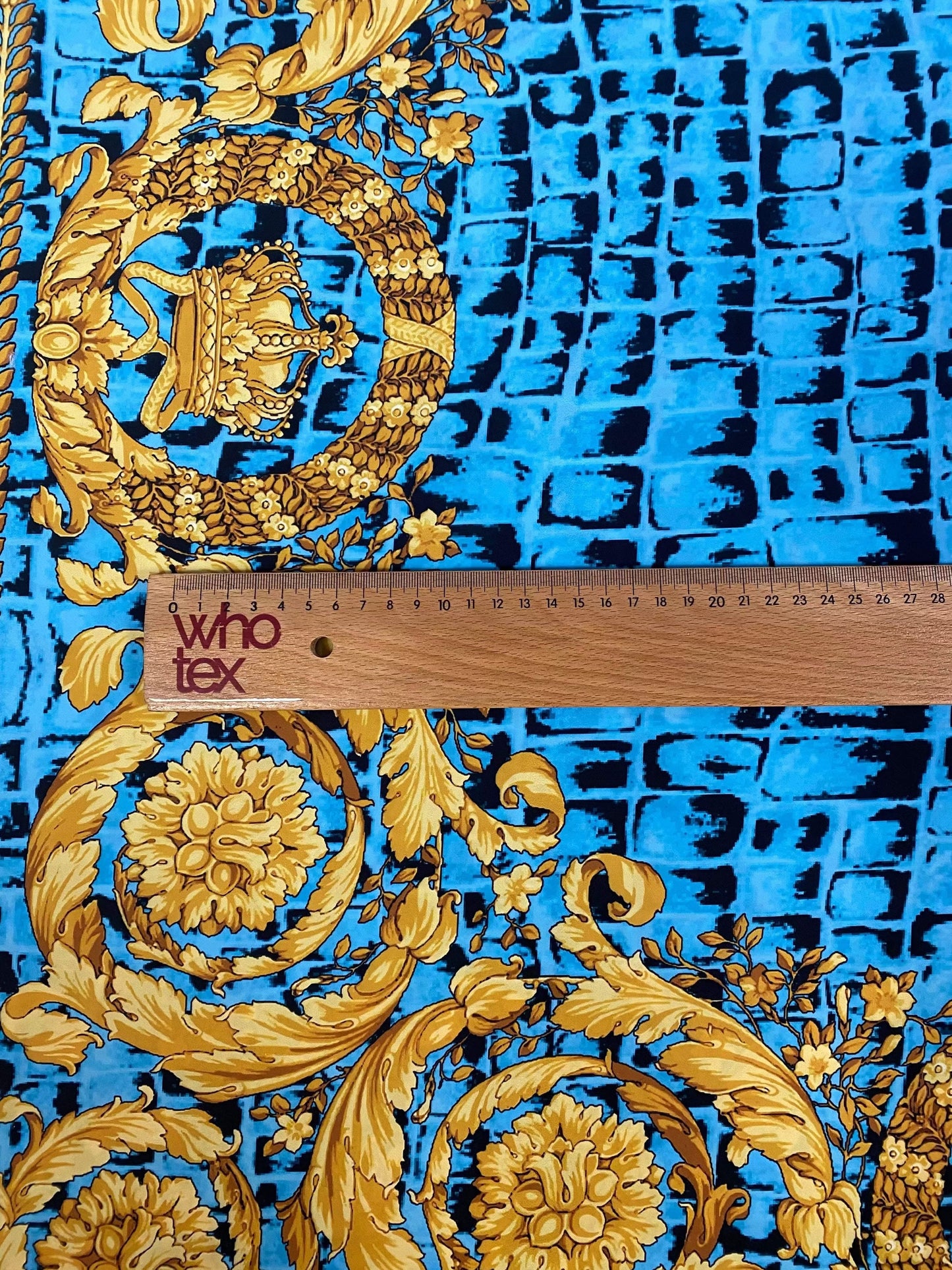 Turquoise Snake Skin Baroque Pattern Fabric for Stylish Designs Fabric by Metre