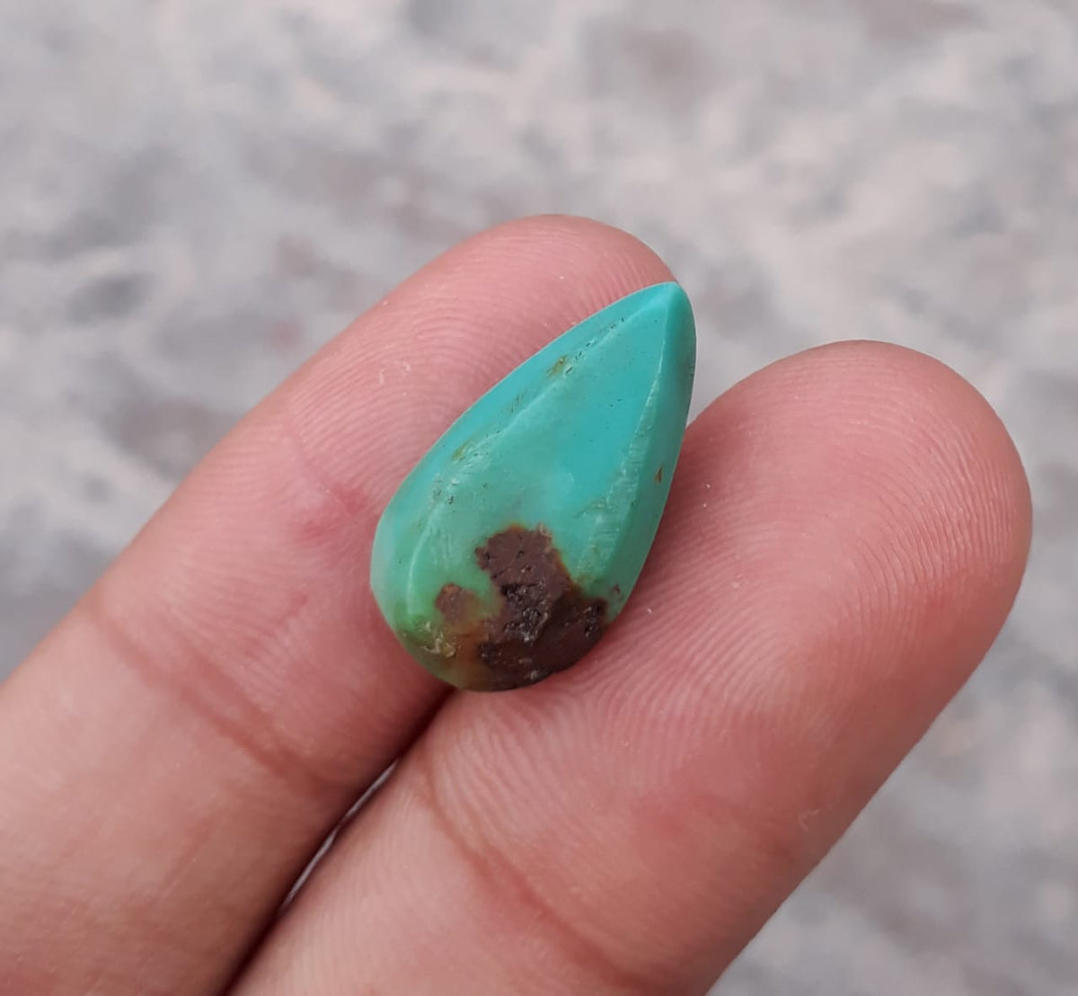 8.6ct Natural Turquoise, Green Matrix Turquoise, Pear Shape, Real Firoza Stone,Dimensions - 21x12mm