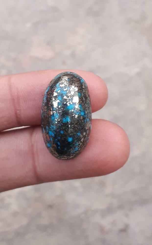 41.5ct Natural Turquoise, Blue Matrix Turquoise, Shajri Feroza, - 25x14mm