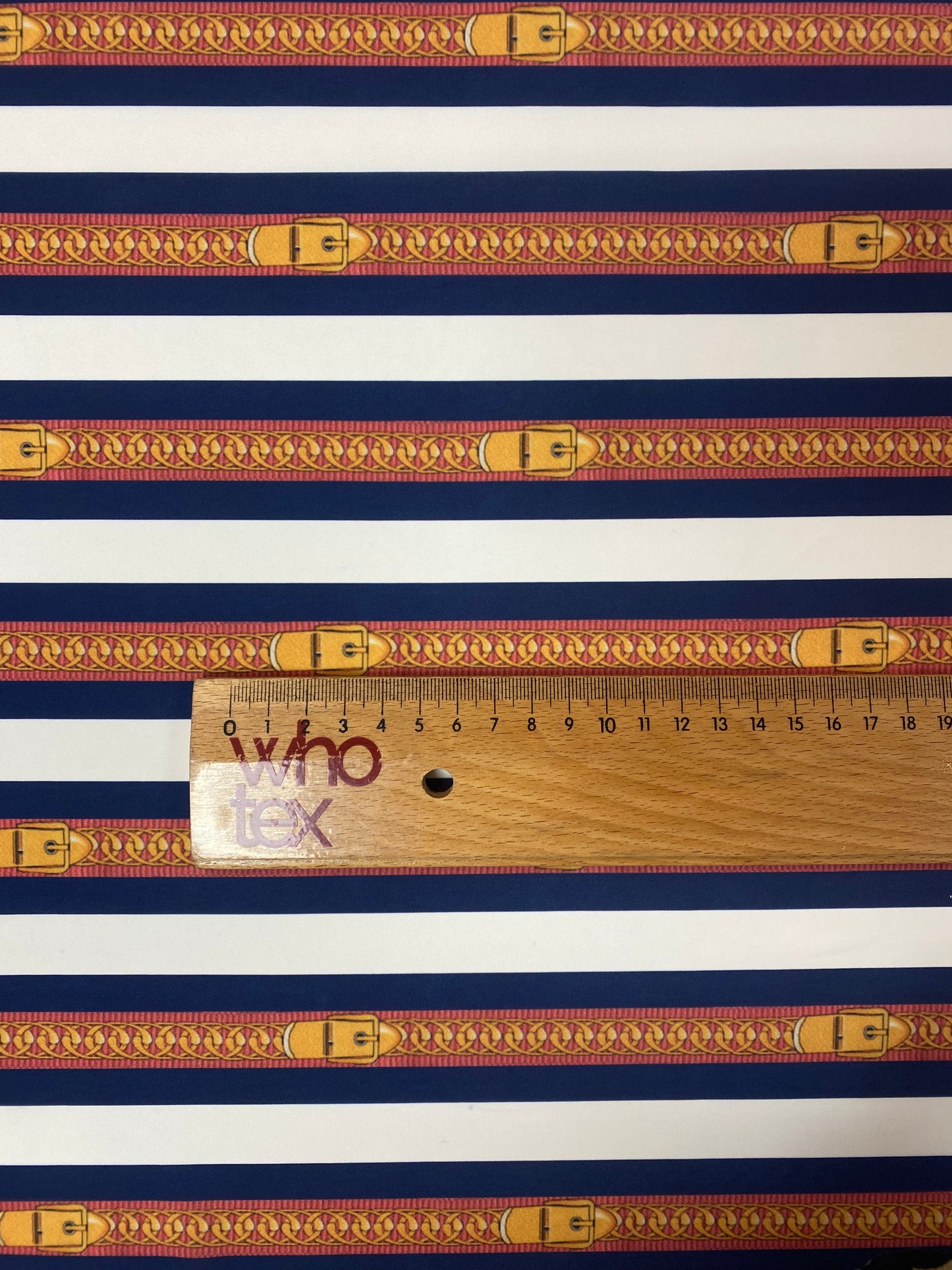 Striped Fabric with Belt and Chain Print by Metre