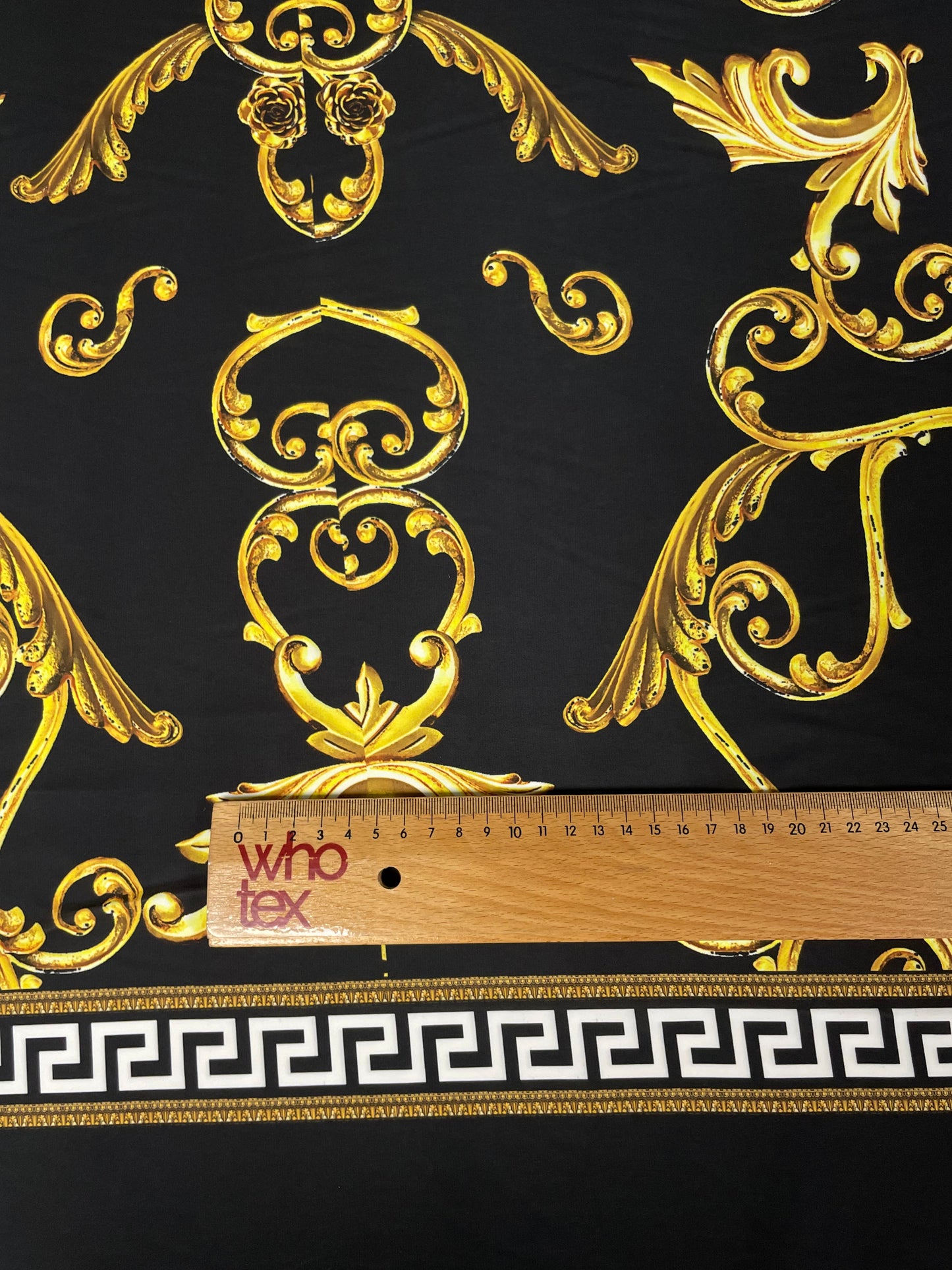 Black & Gold Baroque Crepe Fabric by the Metre – Luxury