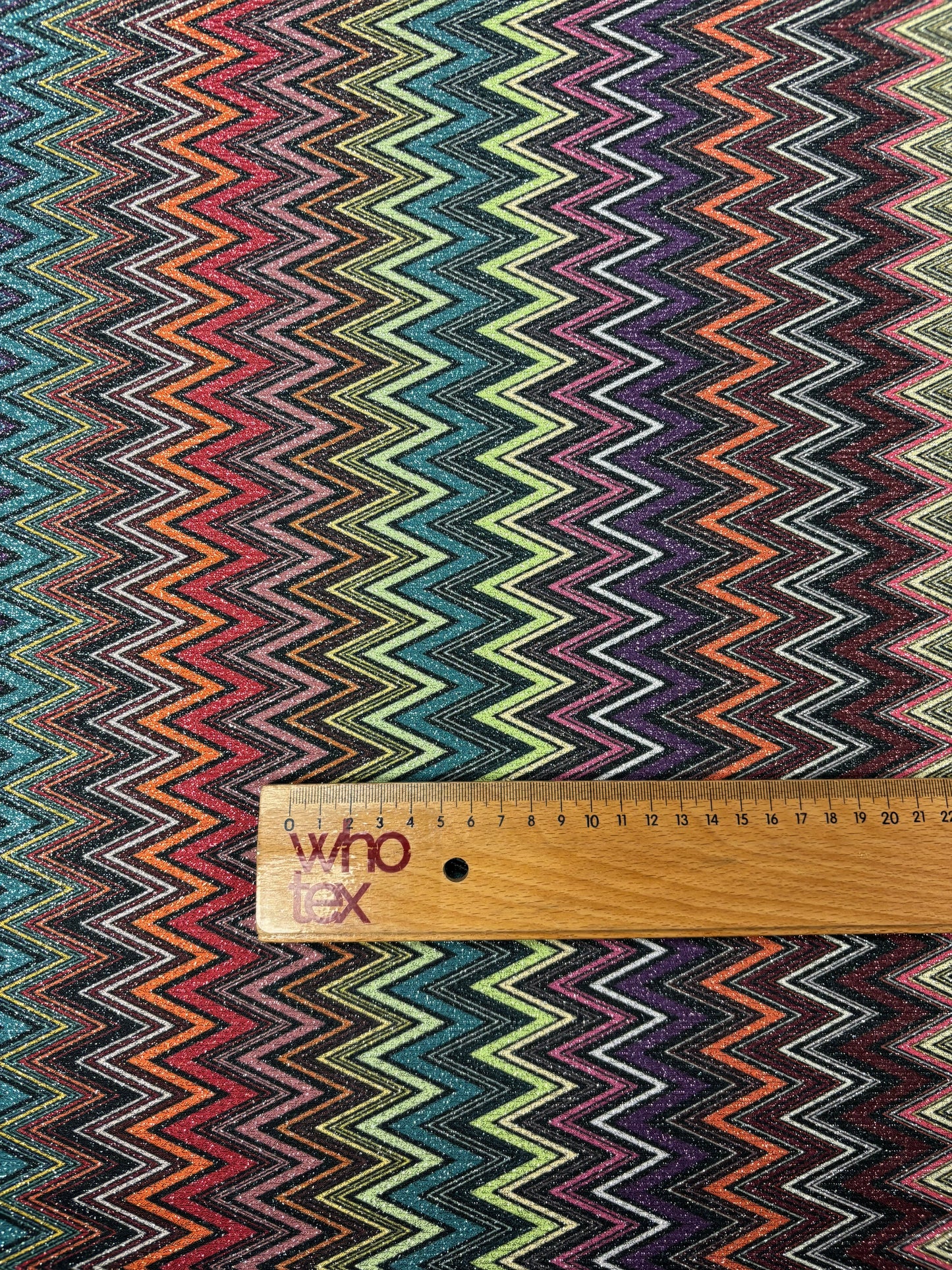 Multicolour Chevron Lurex Fabric with Metallic Shine