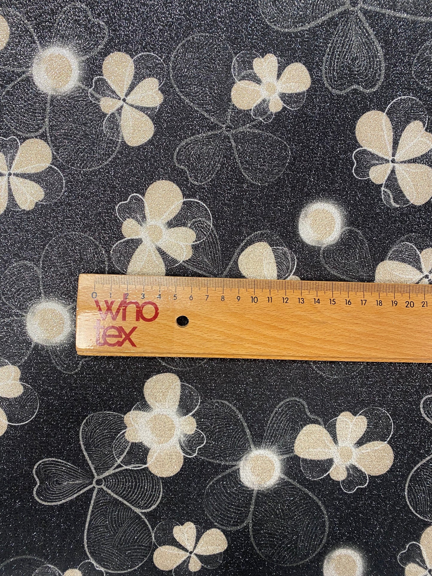 Black White Floral Lurex Fabric by the Metre