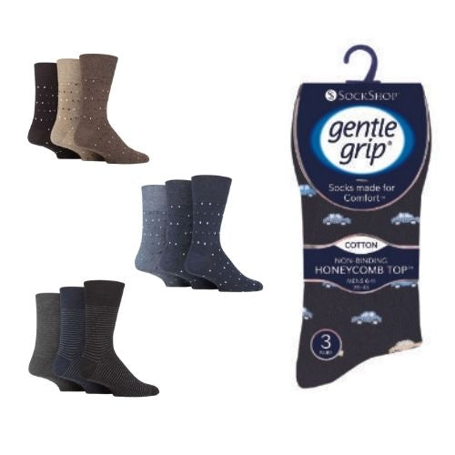 Men’s gentle grip socks 3 pack