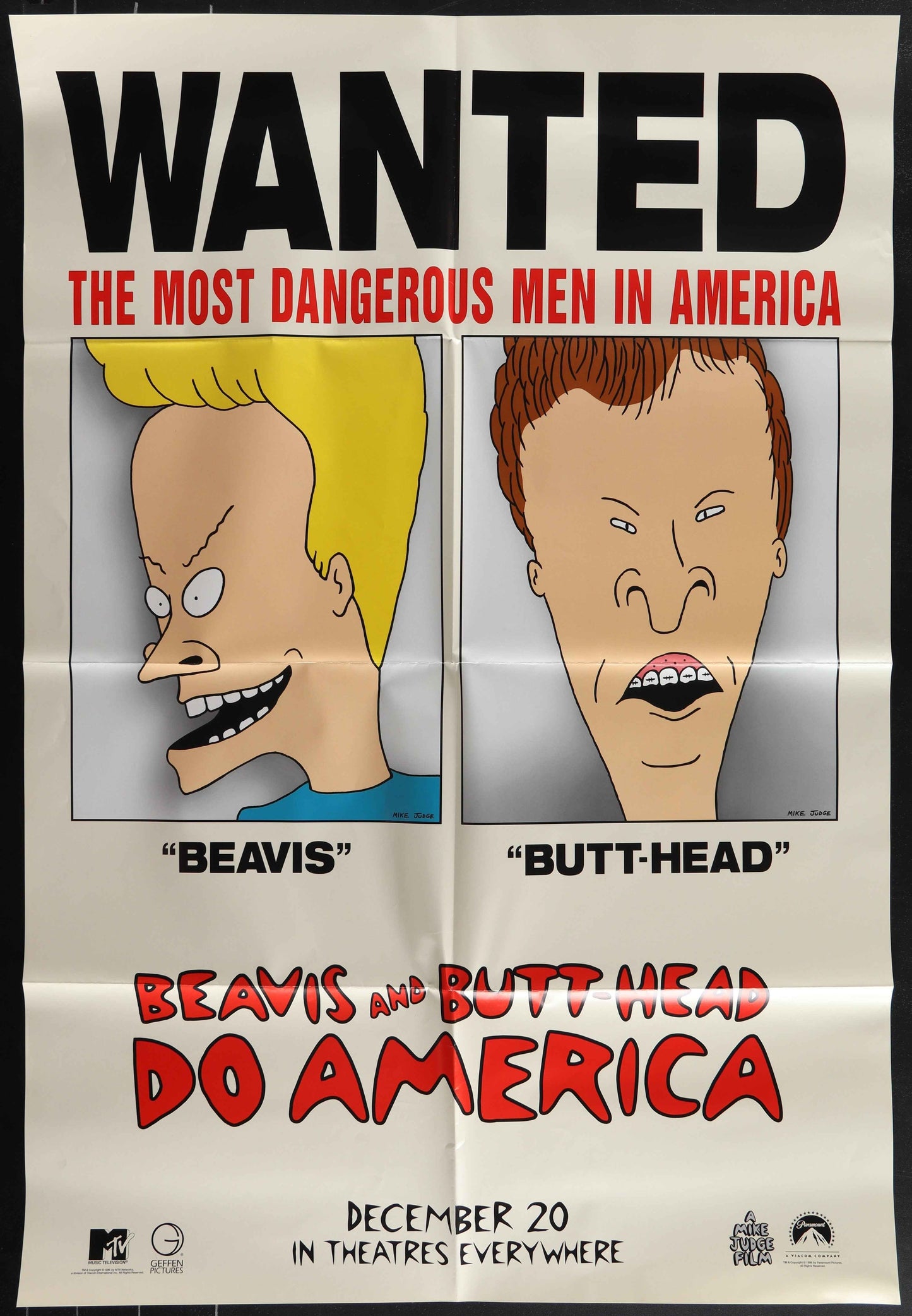 Beavis And Butt-Head Do America (1996) Original US One Sheet Movie Poster