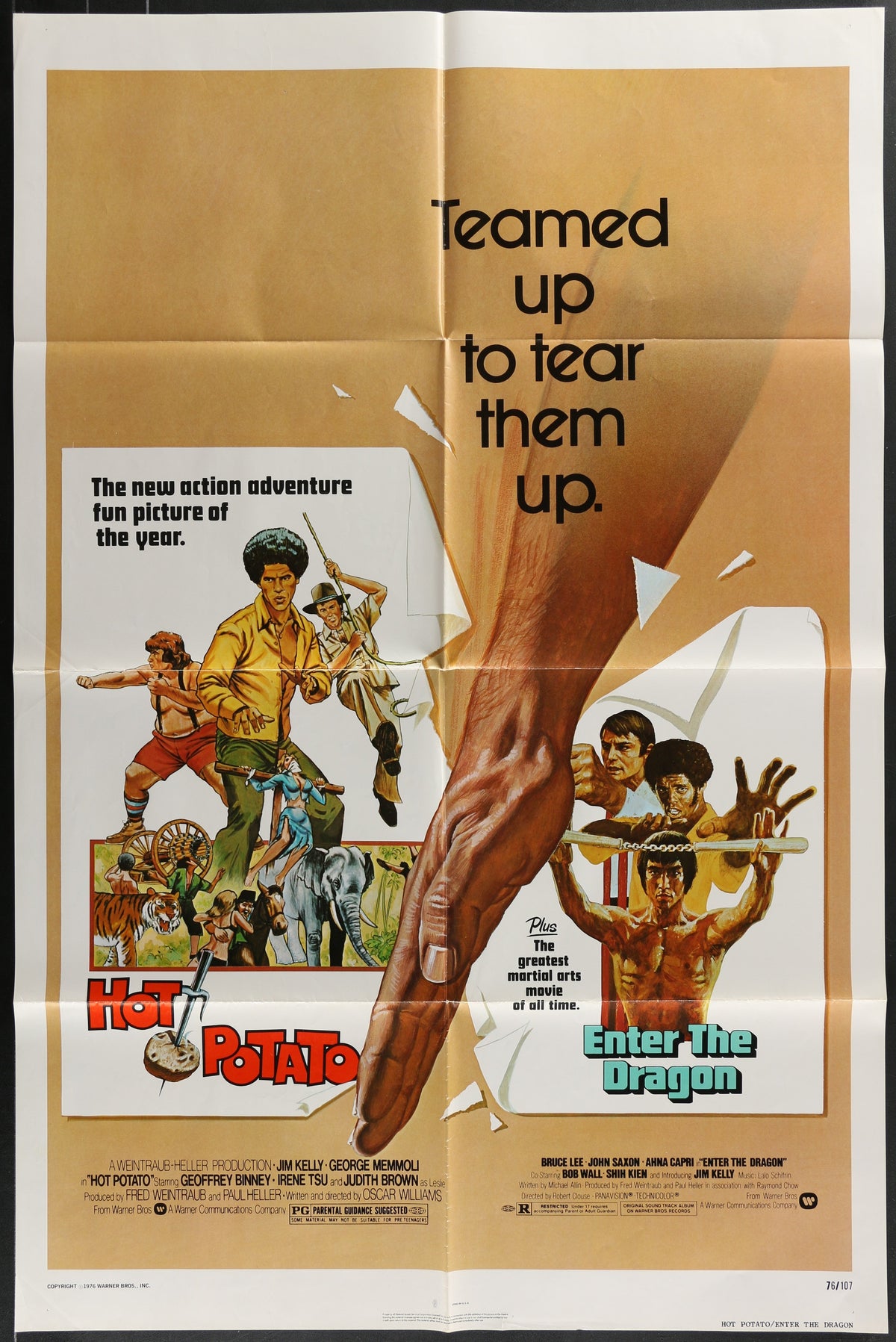 Hot Potato & Enter The Dragon (1976) Original US One Sheet Movie Poster