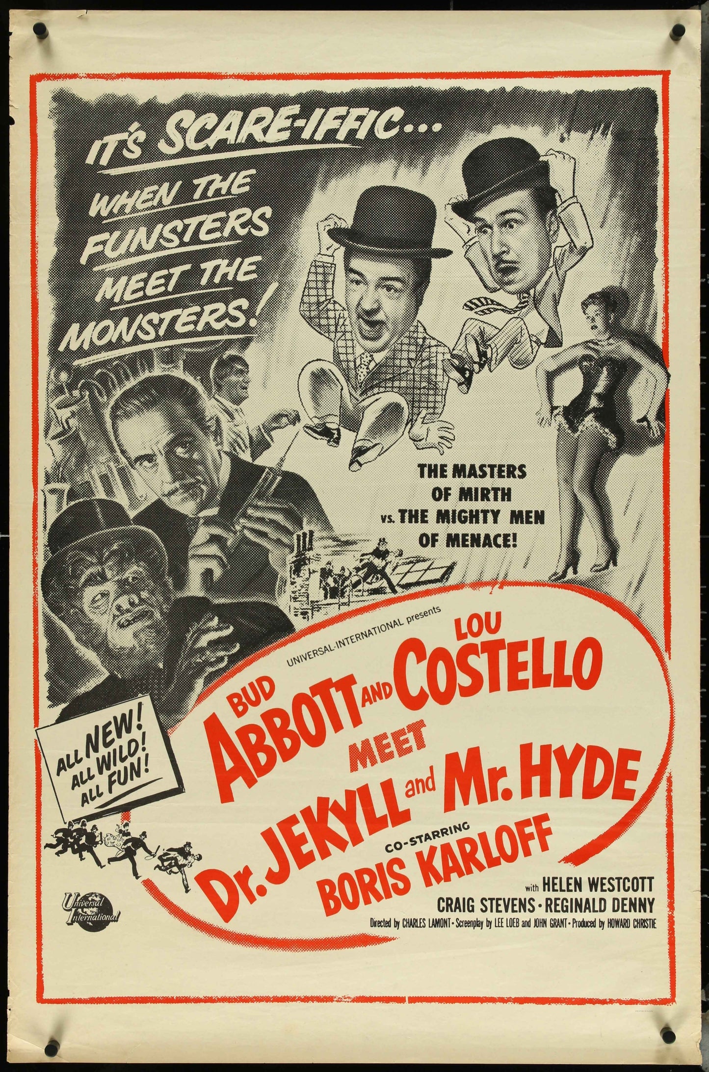 Abbott & Costello Meet Dr. Jekyll and Mr. Hyde (1960s Re-Release) Original US One Sheet Movie Poster