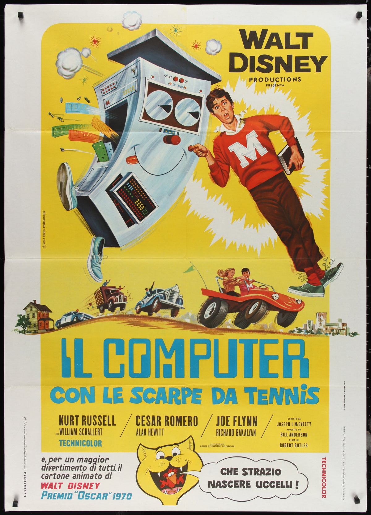 The Computer Wore Tennis Shoes (1969) Original Italian One Panel Movie Poster