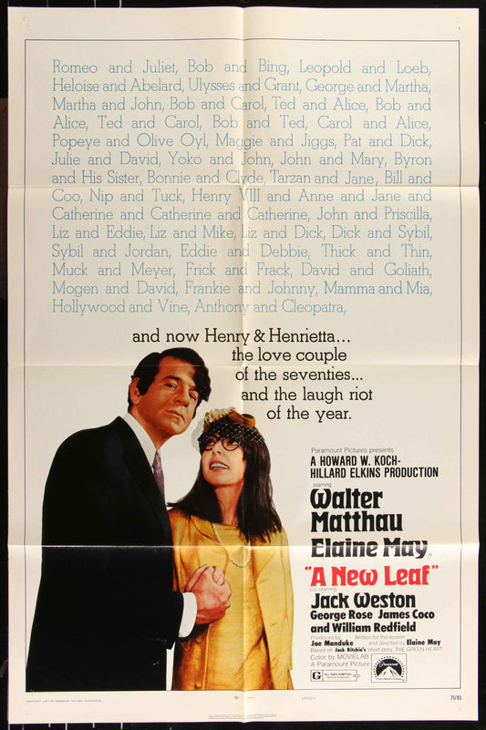A New Leaf (1971) Original US One Sheet Movie Poster