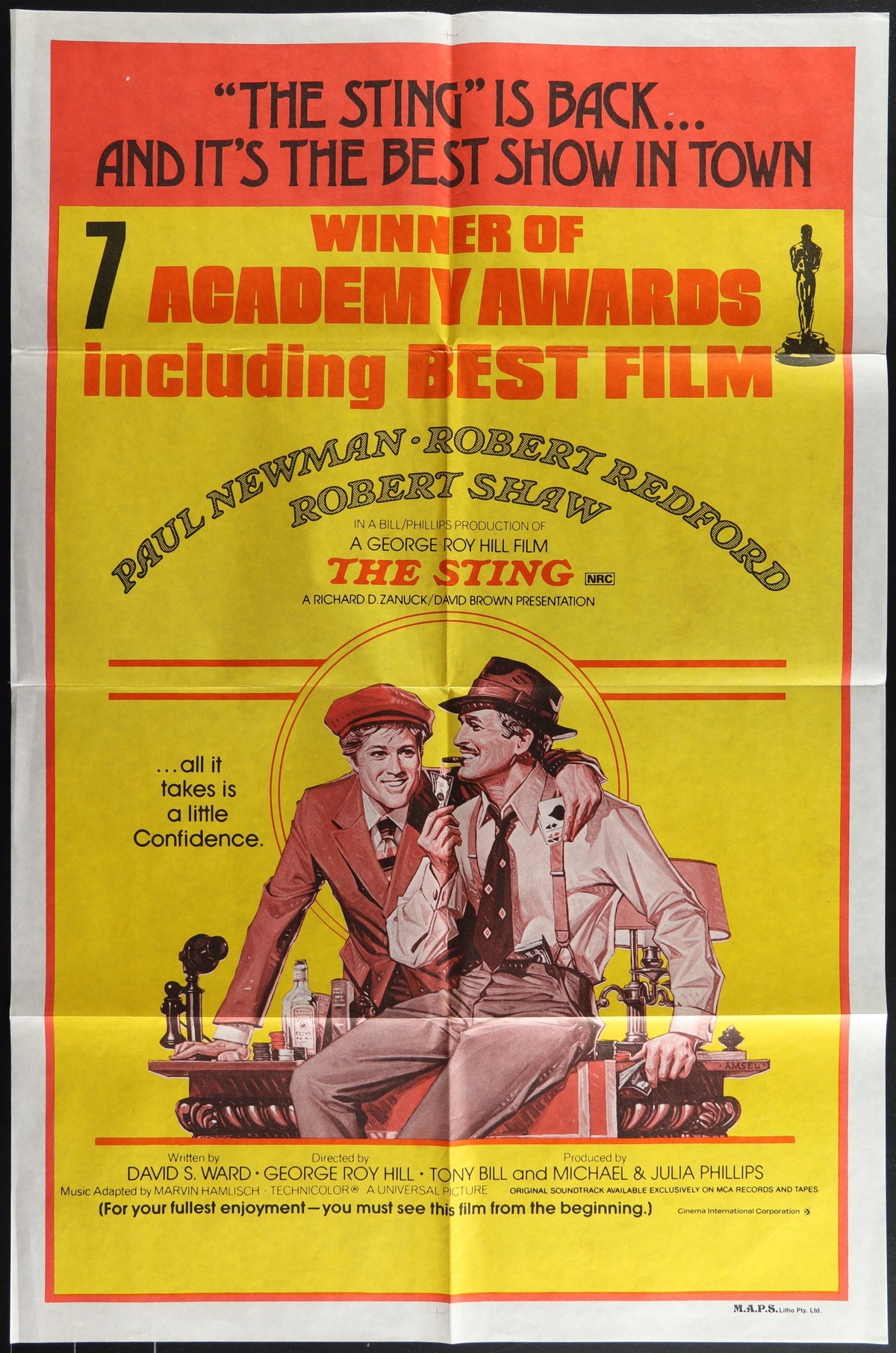 The Sting (1977 RR) Original Australian One Sheet Movie Poster